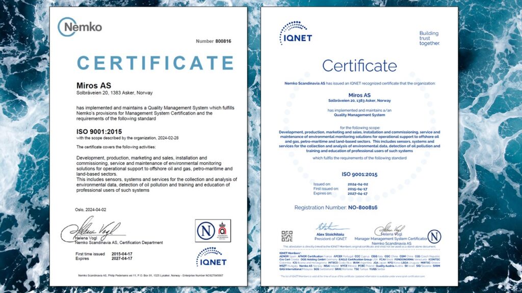 Miros ISO9001_certificates